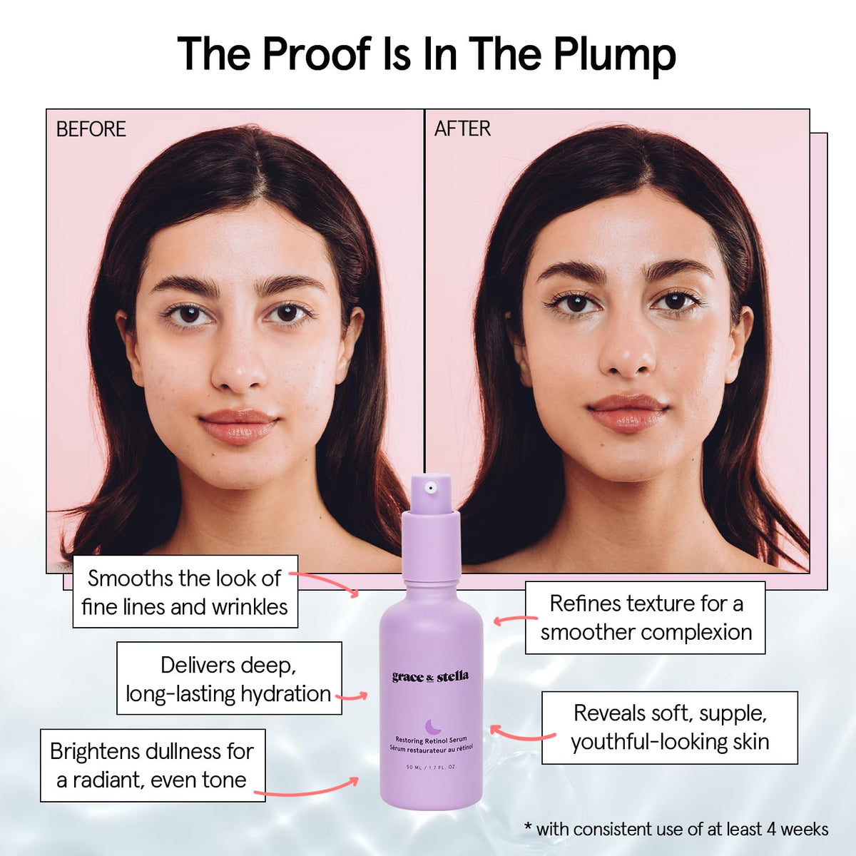 grace & stella close-up serum texture showing lightweight, hydrating gel