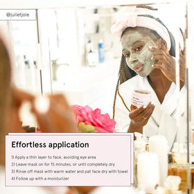 grace & stella application on face demonstrating even coverage and gentle detox benefit