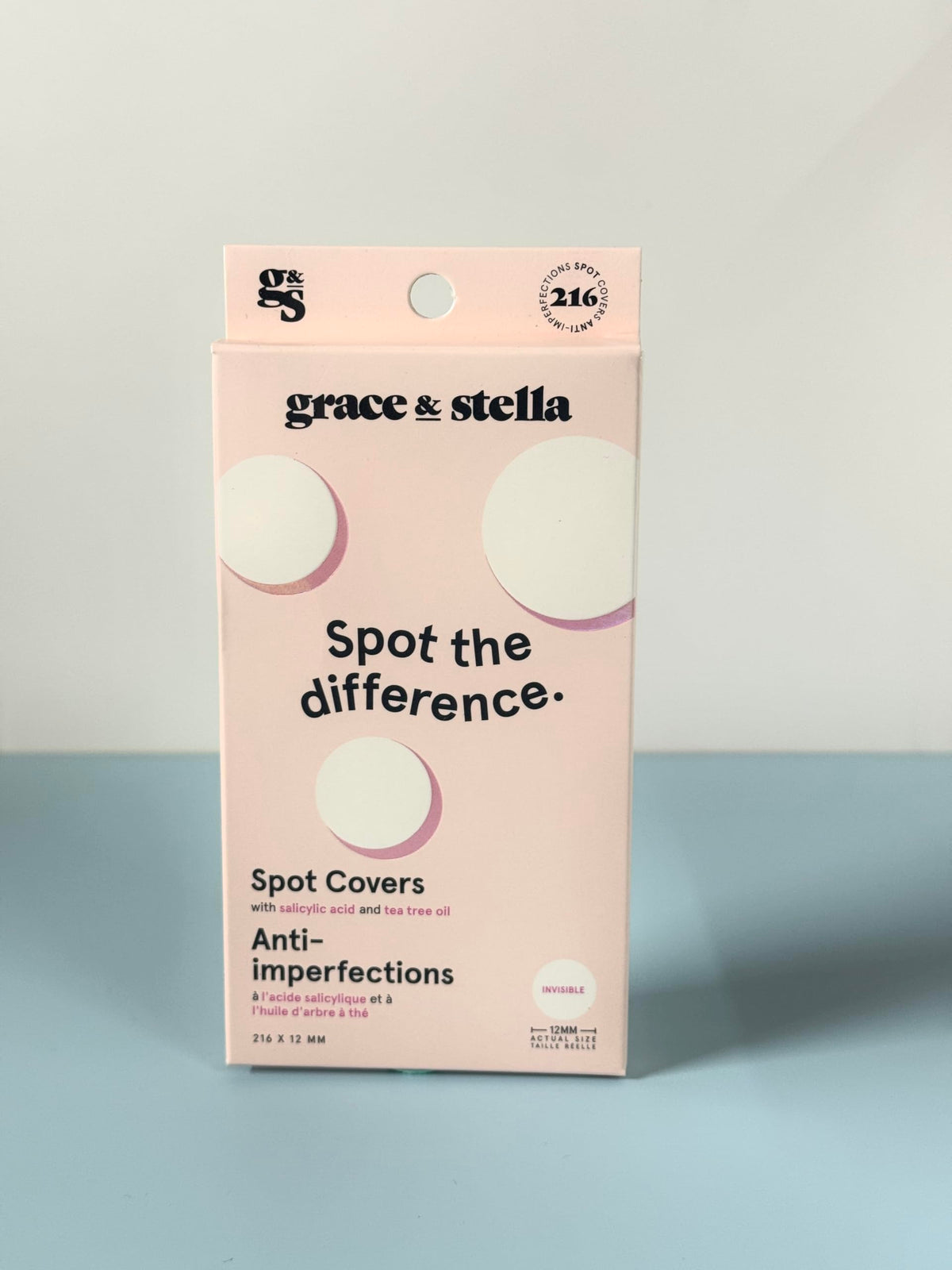 grace & stella open box with 216 patches showing long-lasting acne spot supply