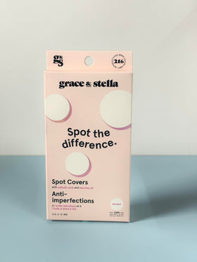 grace & stella open box with 216 patches showing long-lasting acne spot supply