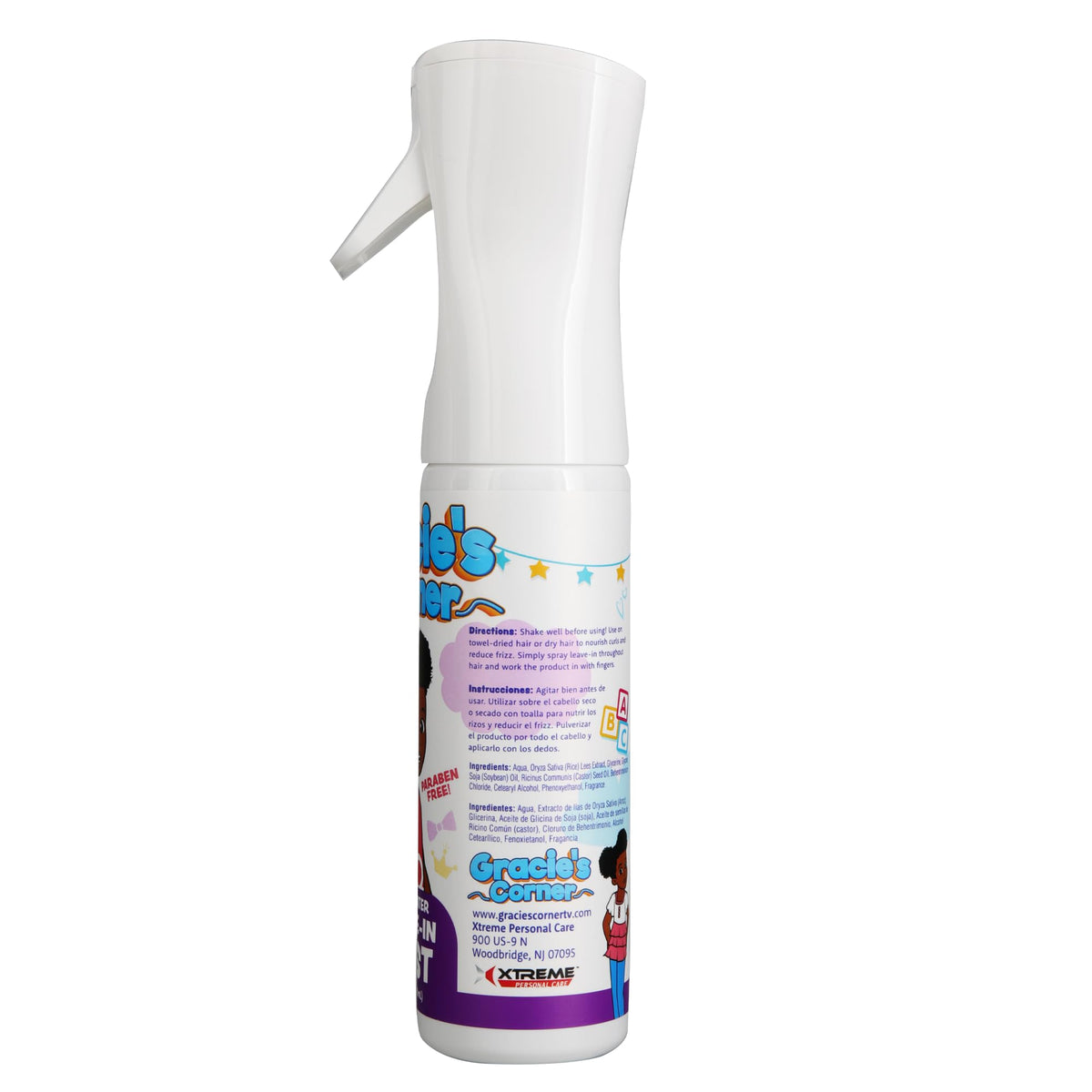 Gracie's Corner spray pump close-up highlighting easy application and controlled mist
