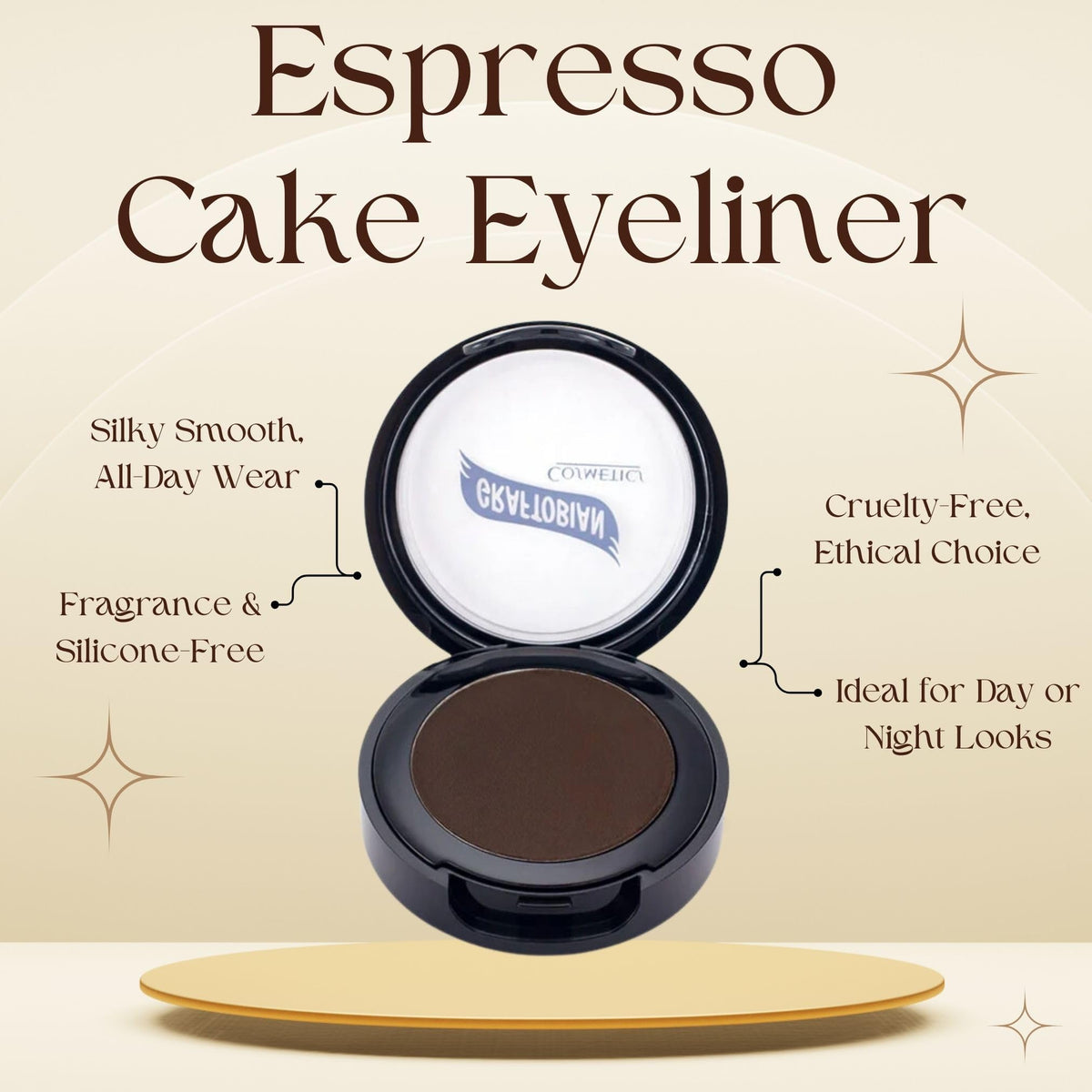 Graftobian brush stroke of espresso brown demonstrating buildable pigmentation