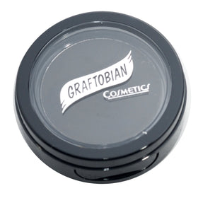 Graftobian Jet Black powder close-up texture highlighting smooth pick-up and pigment