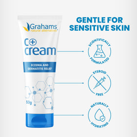 Grahams Natural cream being applied to hands to calm itchy skin fast