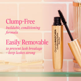 Grande Cosmetics before and after lashes, demonstrates fuller longer lash effect