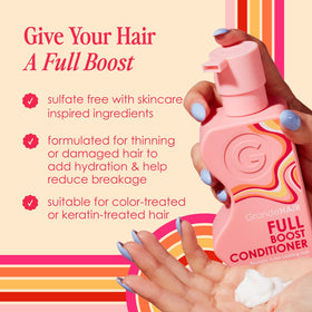 Grande Cosmetics conditioner applied to hair in shower demonstrating detangling