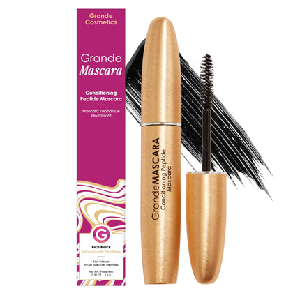 Grande Cosmetics front packaging showing sleek tube and branding, conveys premium benefit