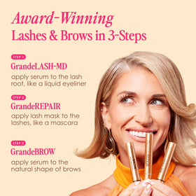 Grande Cosmetics GrandeLASH‑MD applicator close-up demonstrating precise lash application