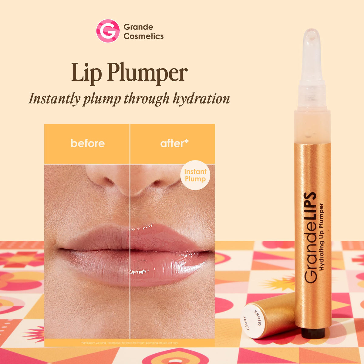Grande Cosmetics GrandeLIPS cushion applicator close-up for precise, clean application