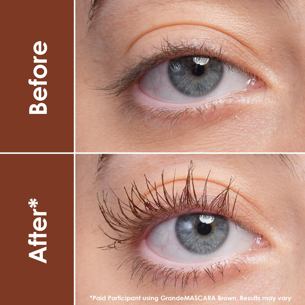 Grande Cosmetics GrandeMASCARA applicator brush close-up, fibers lift and separate lashes