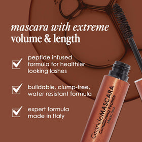 Grande Cosmetics GrandeMASCARA mascara swatch on skin, smooth texture and buildable coverage