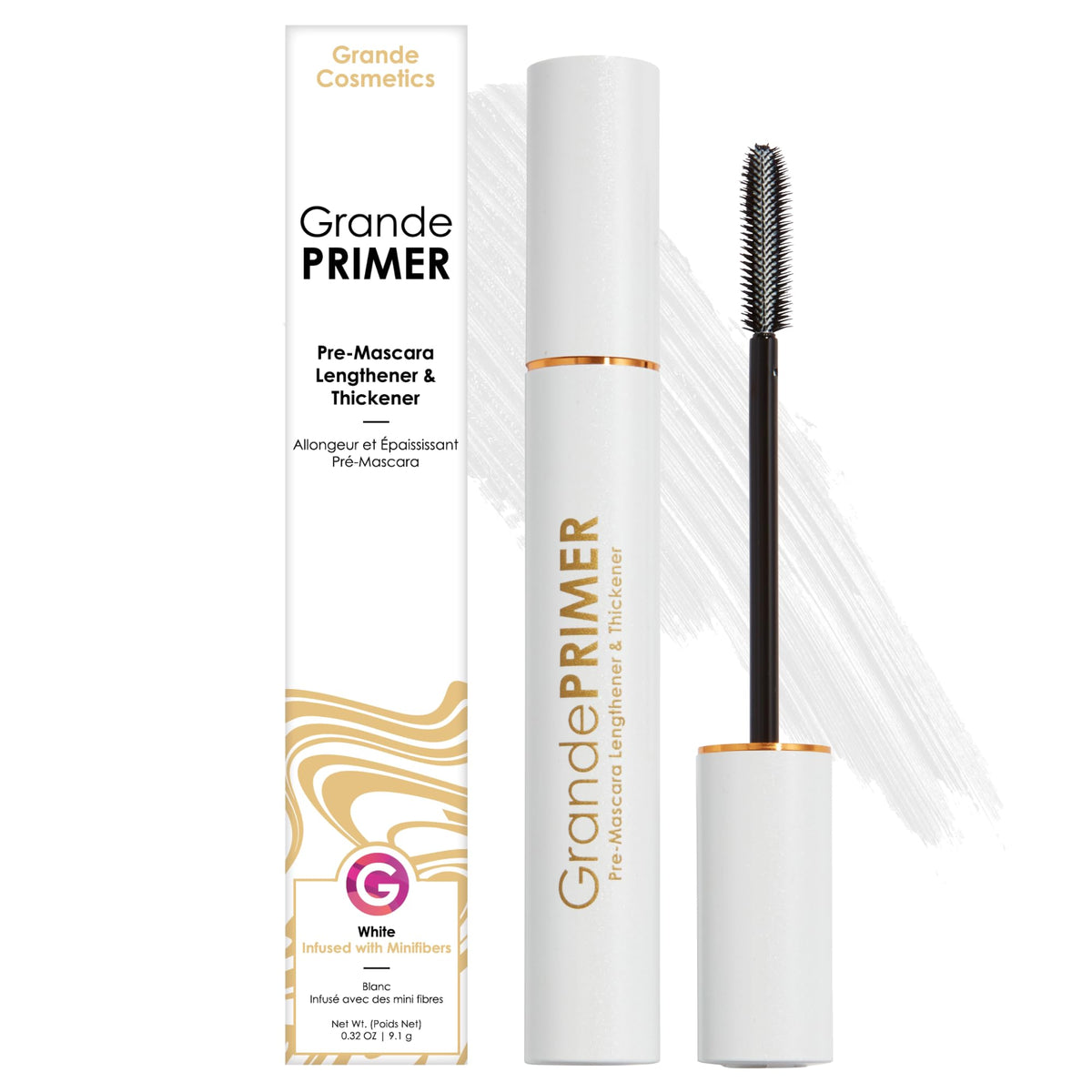 Grande Cosmetics GrandePRIMER front packaging showing product and benefits