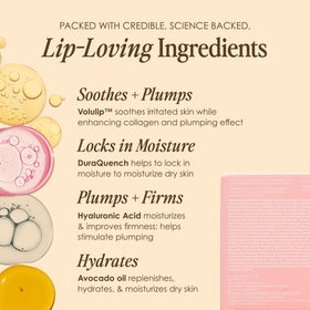 Grande Cosmetics GrandePOUT label close-up displaying Volulip and DuraQuench benefits