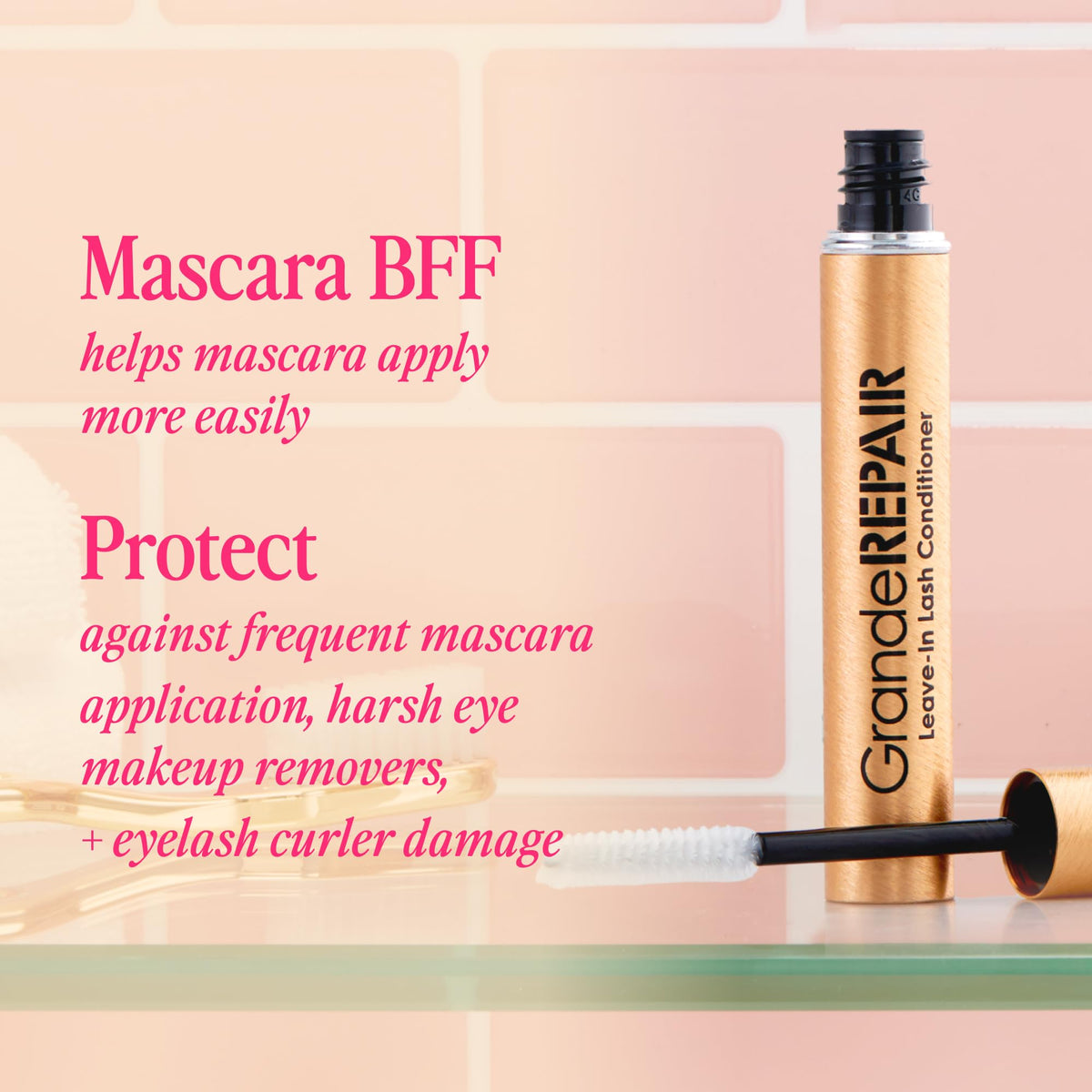 Grande Cosmetics being applied to lash line for smoother lashes