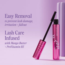 Grande Cosmetics before and after lashes demonstrating lengthening benefit