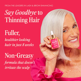 Grande Cosmetics serum being applied to scalp showing targeted root coverage benefit