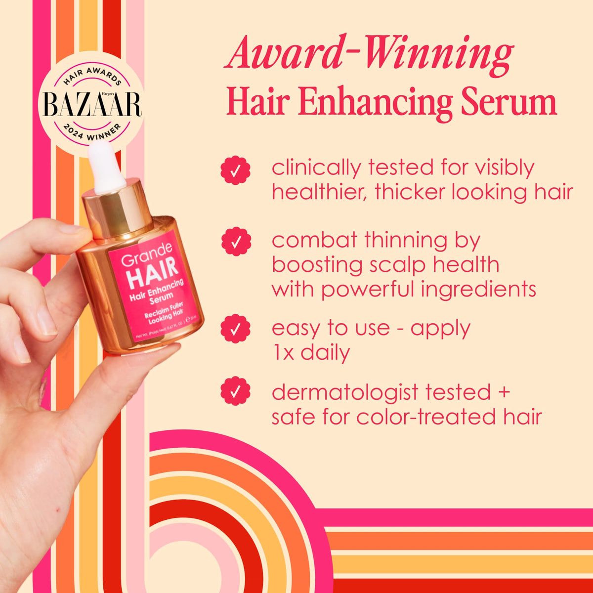 Grande Cosmetics ingredients display with peptides and vitamins showing nourishing benefit