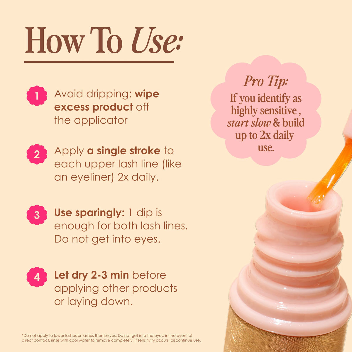 Grande Cosmetics application on upper lash line demonstrating gentle use