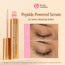 Grande Cosmetics close-up of brush applicator delivering precise lash treatment