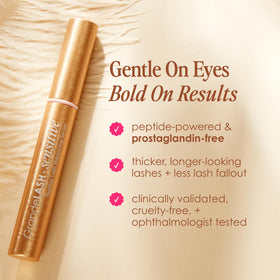 Grande Cosmetics 2mL tube next to ruler indicating compact six-week supply