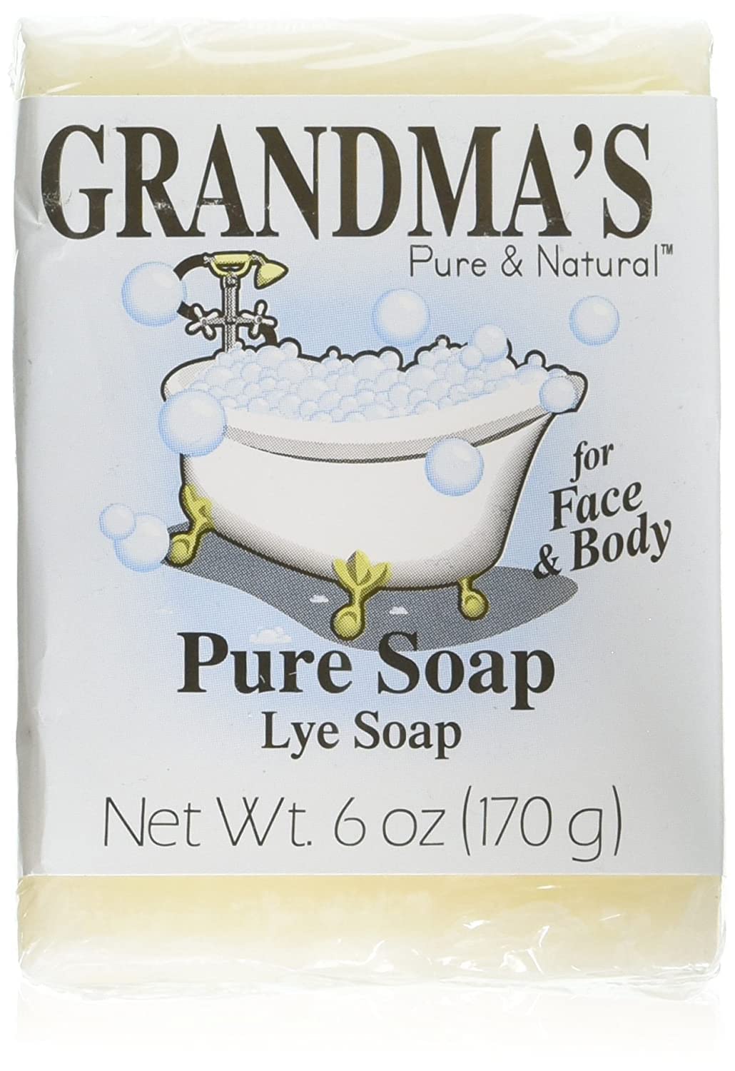 Grandma's Pure & Natural soap on bathroom shelf in minimalist setting for everyday skin-friendly use