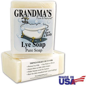 Grandma's Pure & Natural ingredients label view emphasizing detergent-free formulation and safety