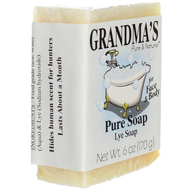 Grandma's Pure & Natural bar producing gentle lather to show effective rinse and mild cleansing