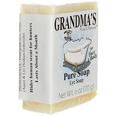 GRANDMA'S PURE & NATURAL soap in outdoor kit illustrating scent-masking utility