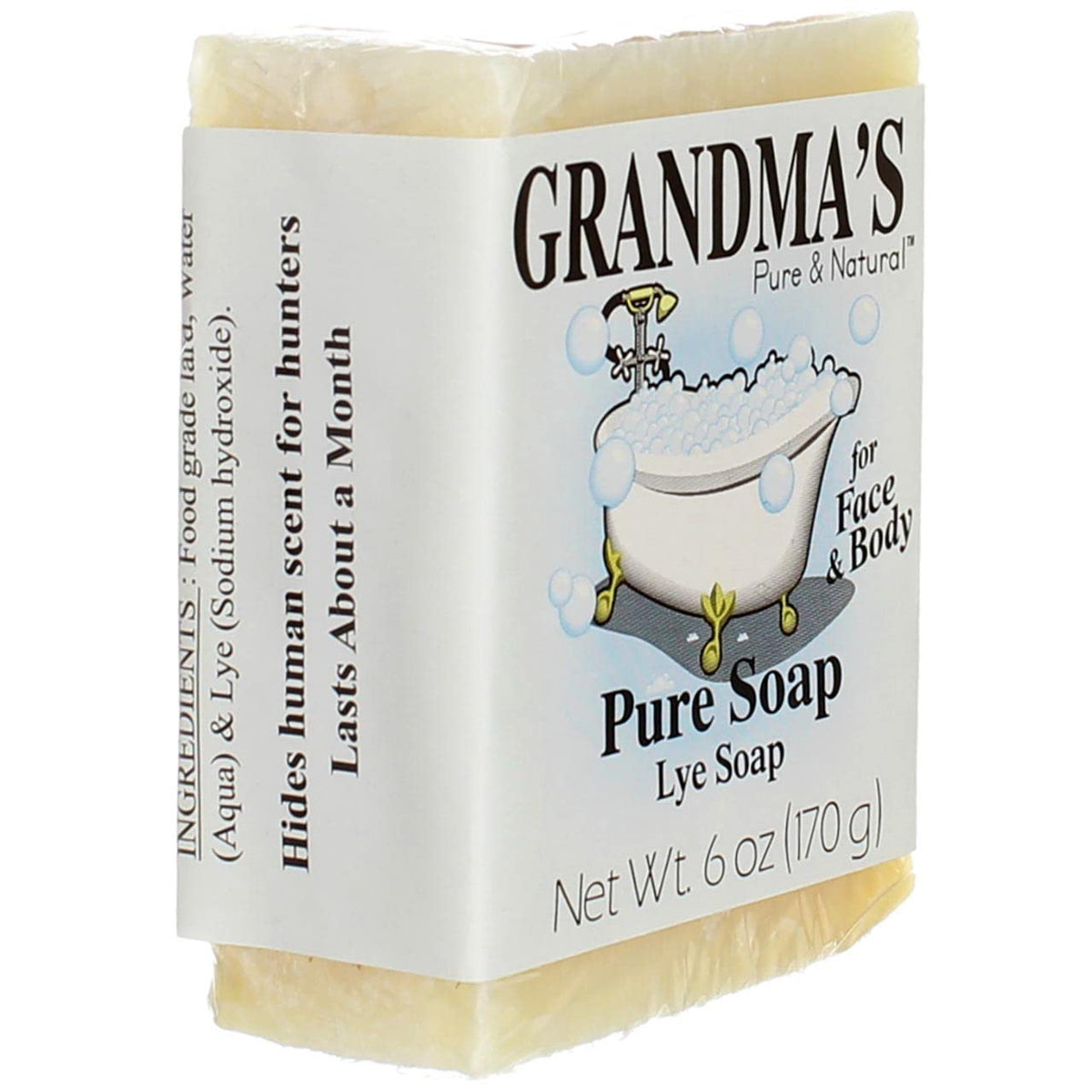 GRANDMA'S PURE & NATURAL unwrapped large soap bar ready for daily use
