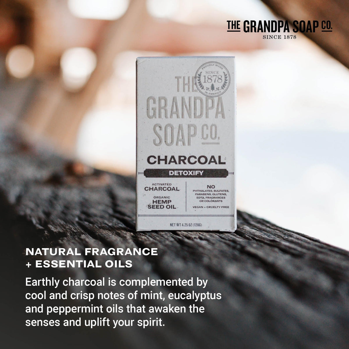 Grandpa Soap Company ingredient label highlighting hemp seed and mint oil transparency