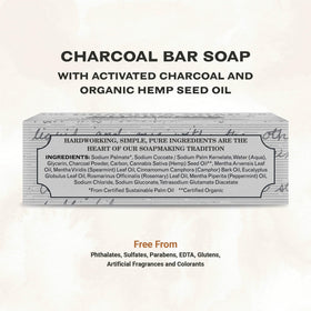Grandpa Soap Company charcoal bar close-up texture revealing detoxifying activated charcoal particles