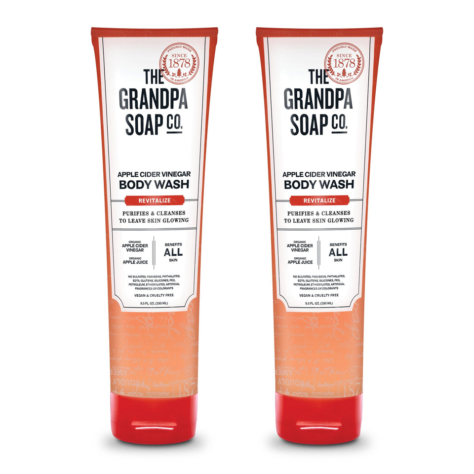 The Grandpa Soap Company front packaging showing clean label and two-pack benefit