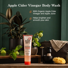 The Grandpa Soap Company body wash lather on hand showing gentle cleansing