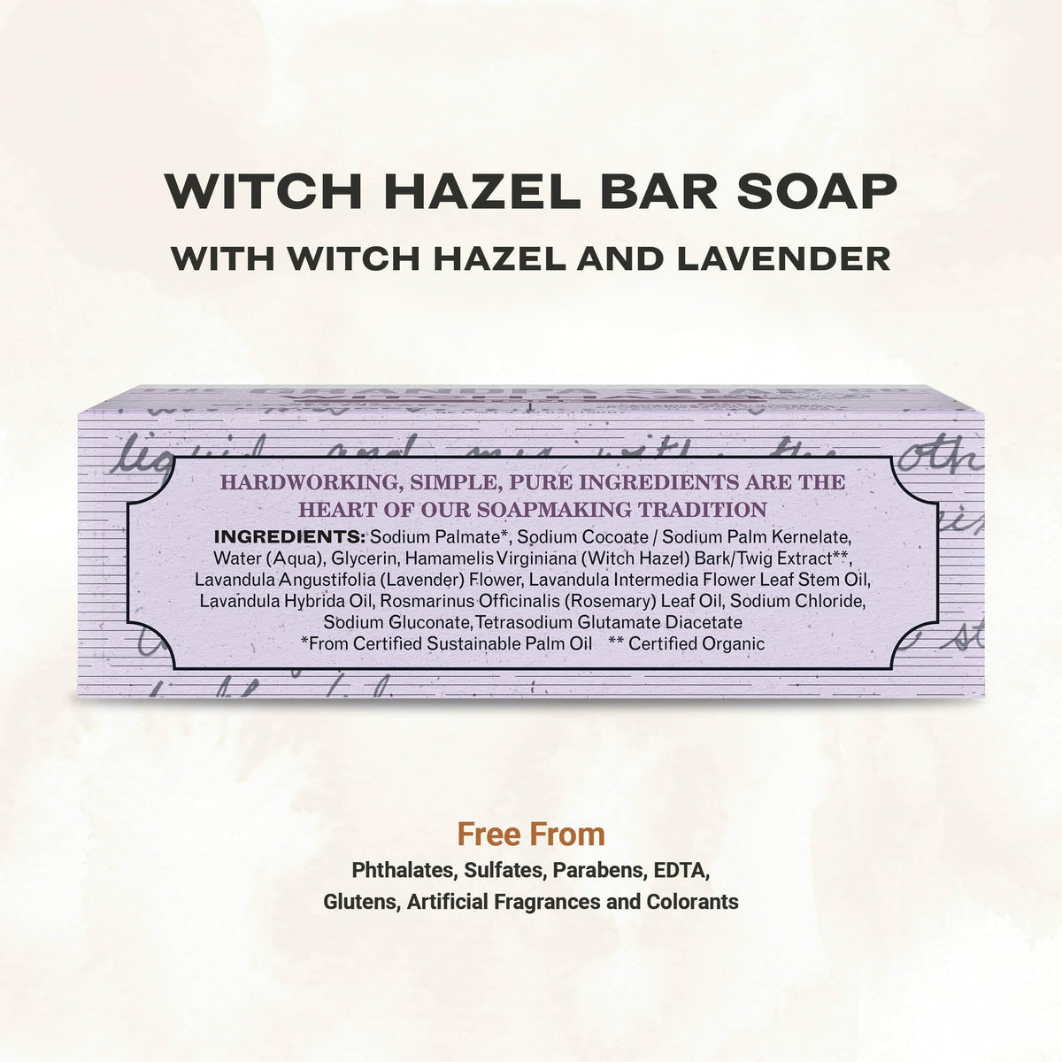 The Grandpa Soap Company close-up of bar texture and lather, gentle cleansing