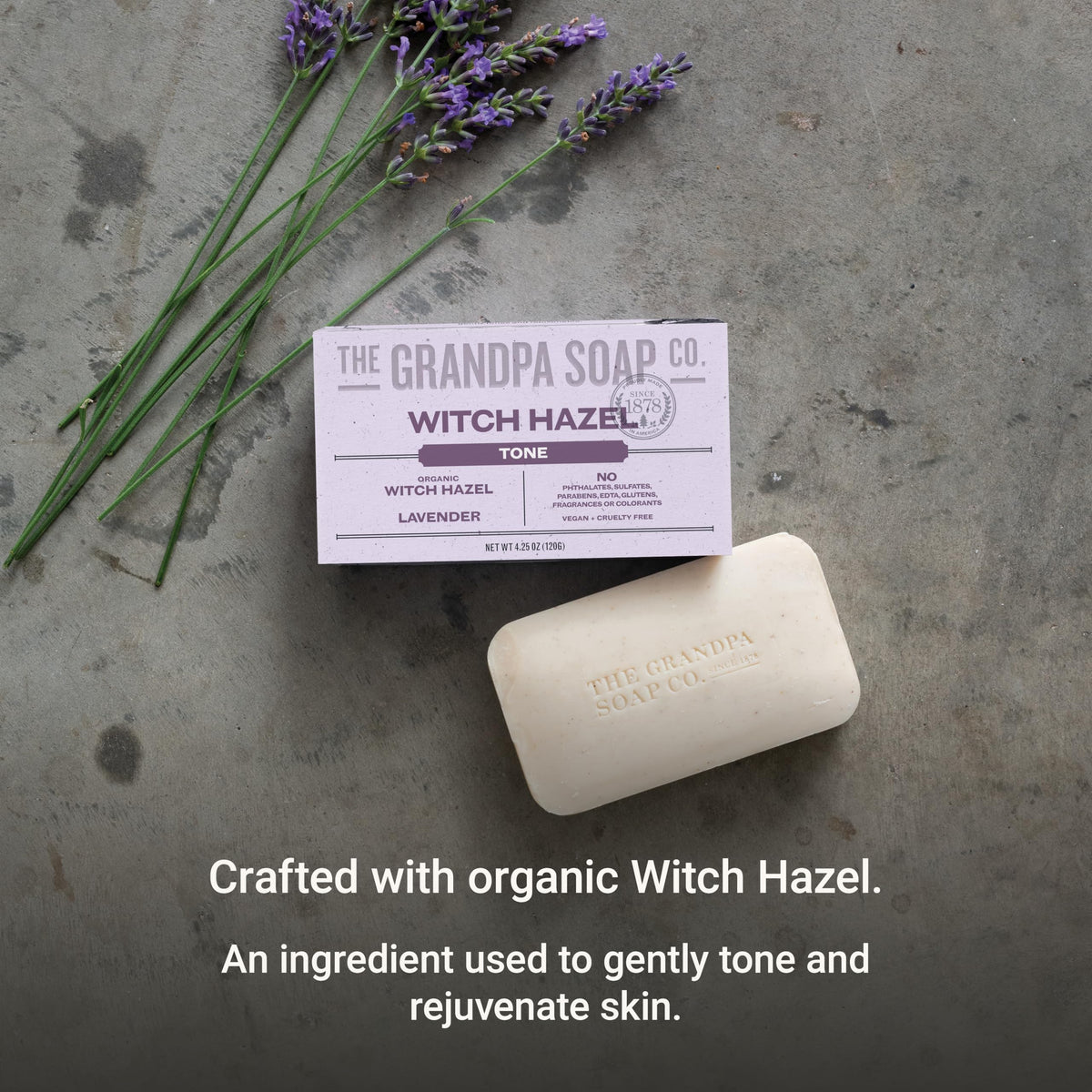 The Grandpa Soap Company bar in hand to show size and easy grip for daily use
