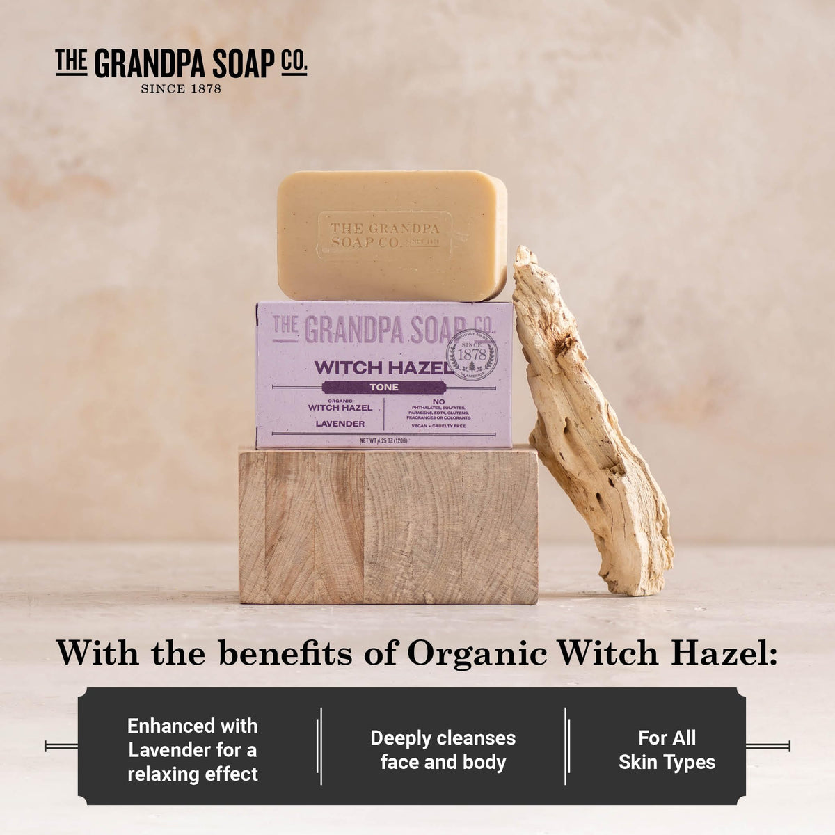 The Grandpa Soap Company bar lathered on a washcloth, soothing application
