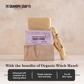 The Grandpa Soap Company bar lathered on a washcloth, soothing application