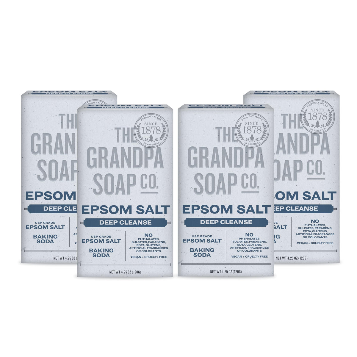 Grandpa Soap Company front packaging showing four bars and eco labeling for gifting