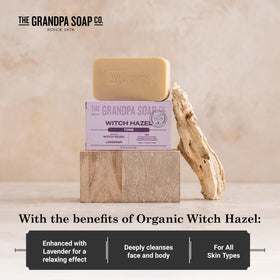 The Grandpa Soap Company package label and ingredients close-up, highlights transparent formulation