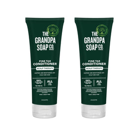 The Grandpa Soap Company front packaging showing pine tar conditioner benefits