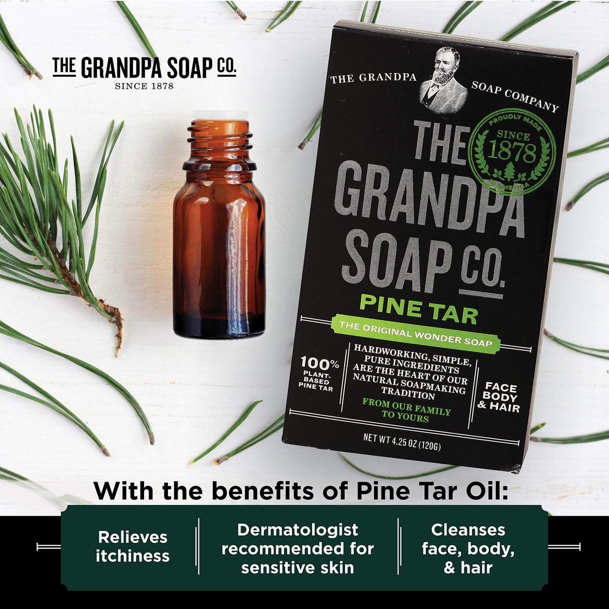 The Grandpa Soap Company pine tar lather closeup showing creamy foam for effective cleaning