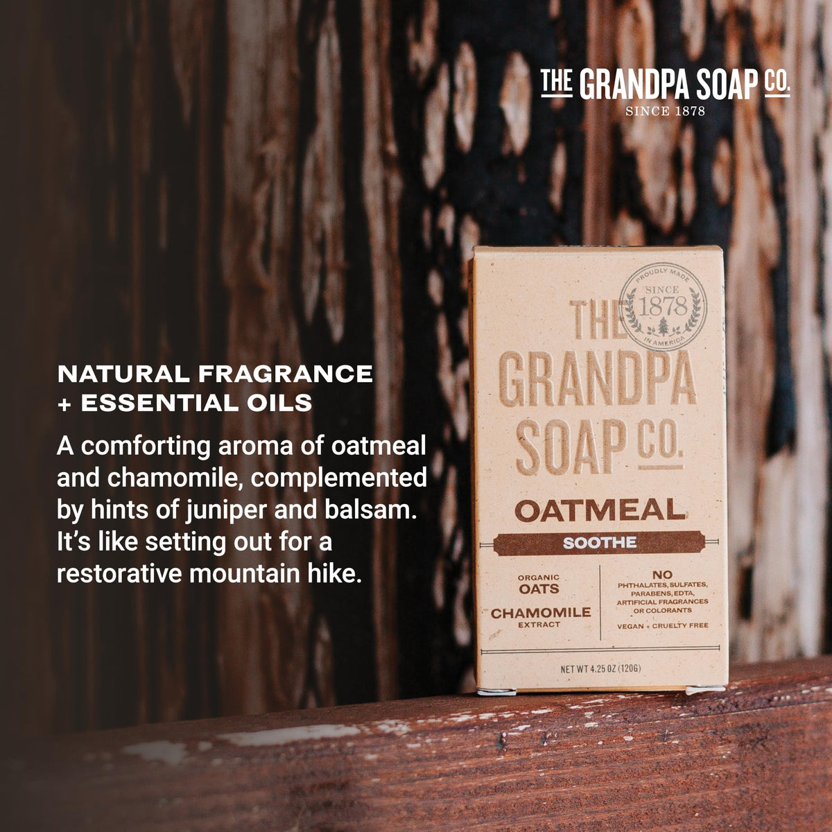The Grandpa Soap Company bars styled in a bathroom to show everyday use and calm aesthetic