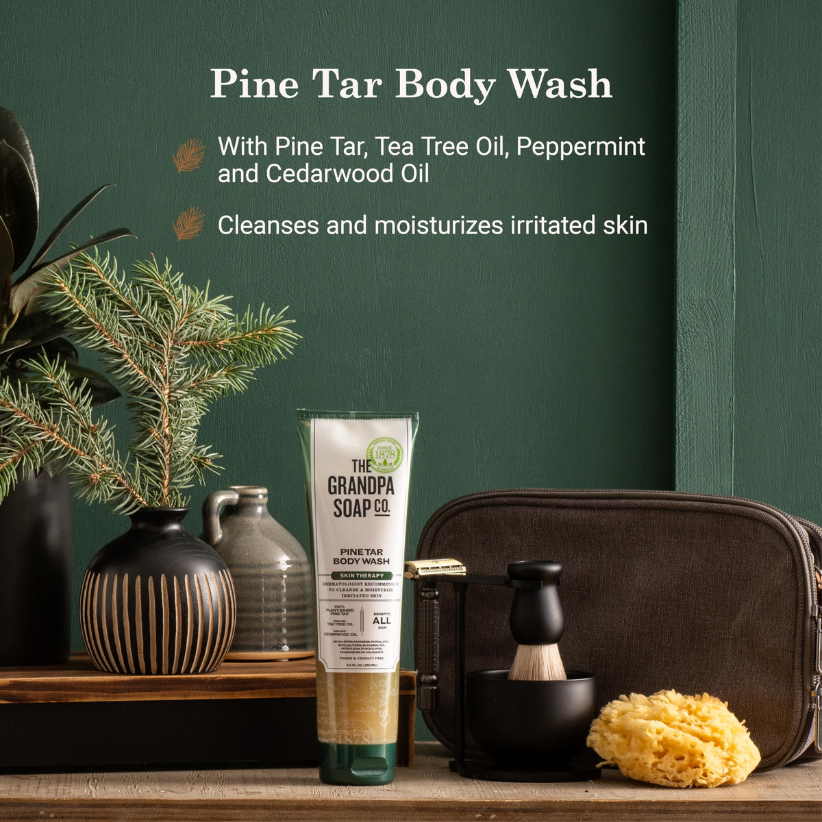 The Grandpa Soap Company tea tree and cedarwood oils highlight natural ingredients benefit