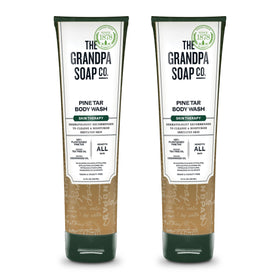 The Grandpa Soap Company front packaging showing pine tar wash benefits