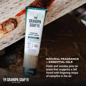 The Grandpa Soap Company lather on skin illustrating cleansing and moisturizing benefit