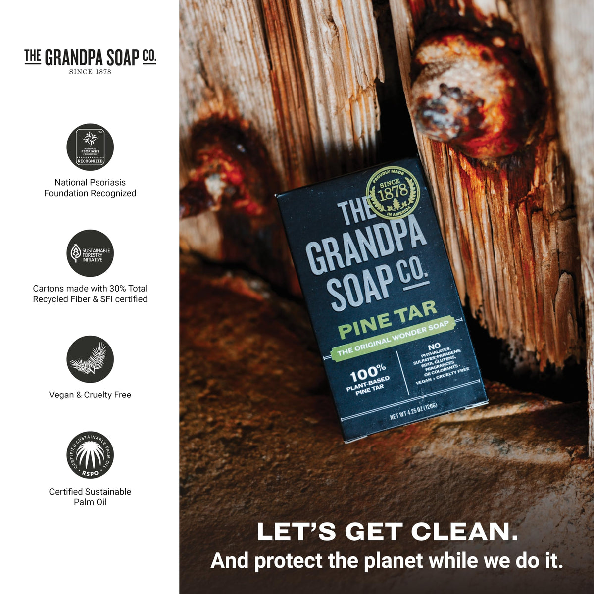 Grandpa Soap Company bar in shower lifestyle scene showing everyday grooming benefit