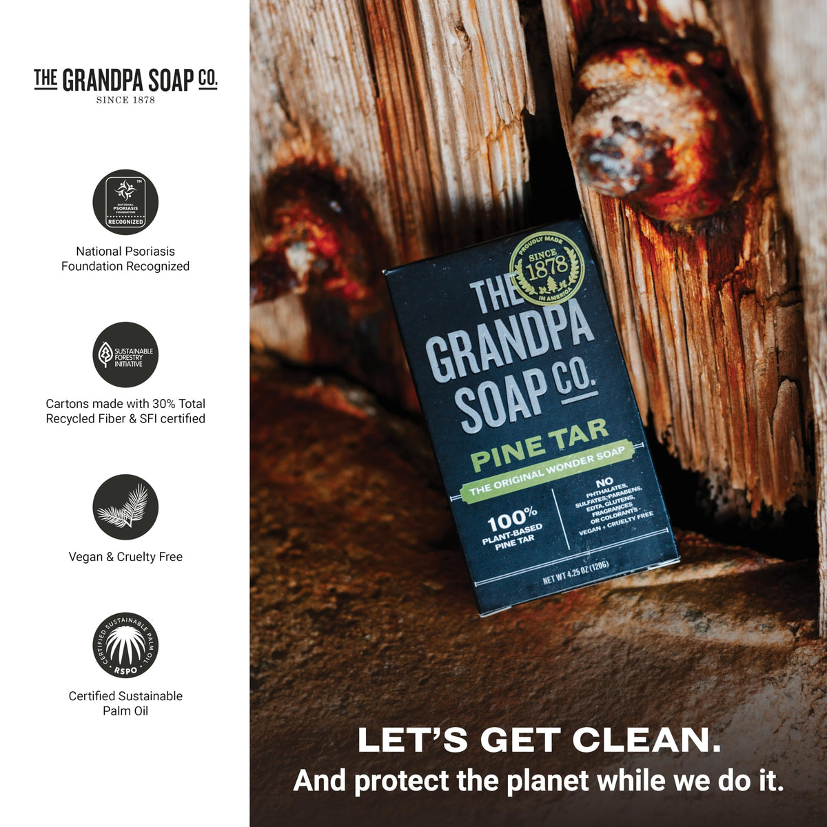 Grandpa Soap Company six-pack stacked to display bulk supply and family-sized value