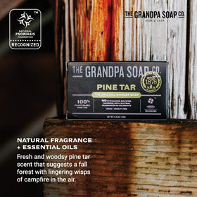 Grandpa Soap Company bar next to ruler showing compact 4.25 oz travel-friendly benefit