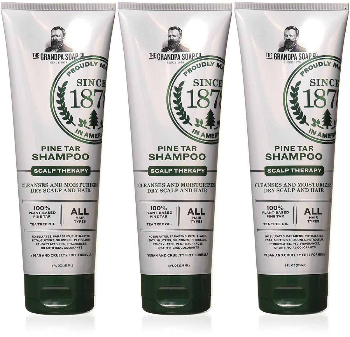 Grandpa's front packaging showing bottle and label, clear product benefit