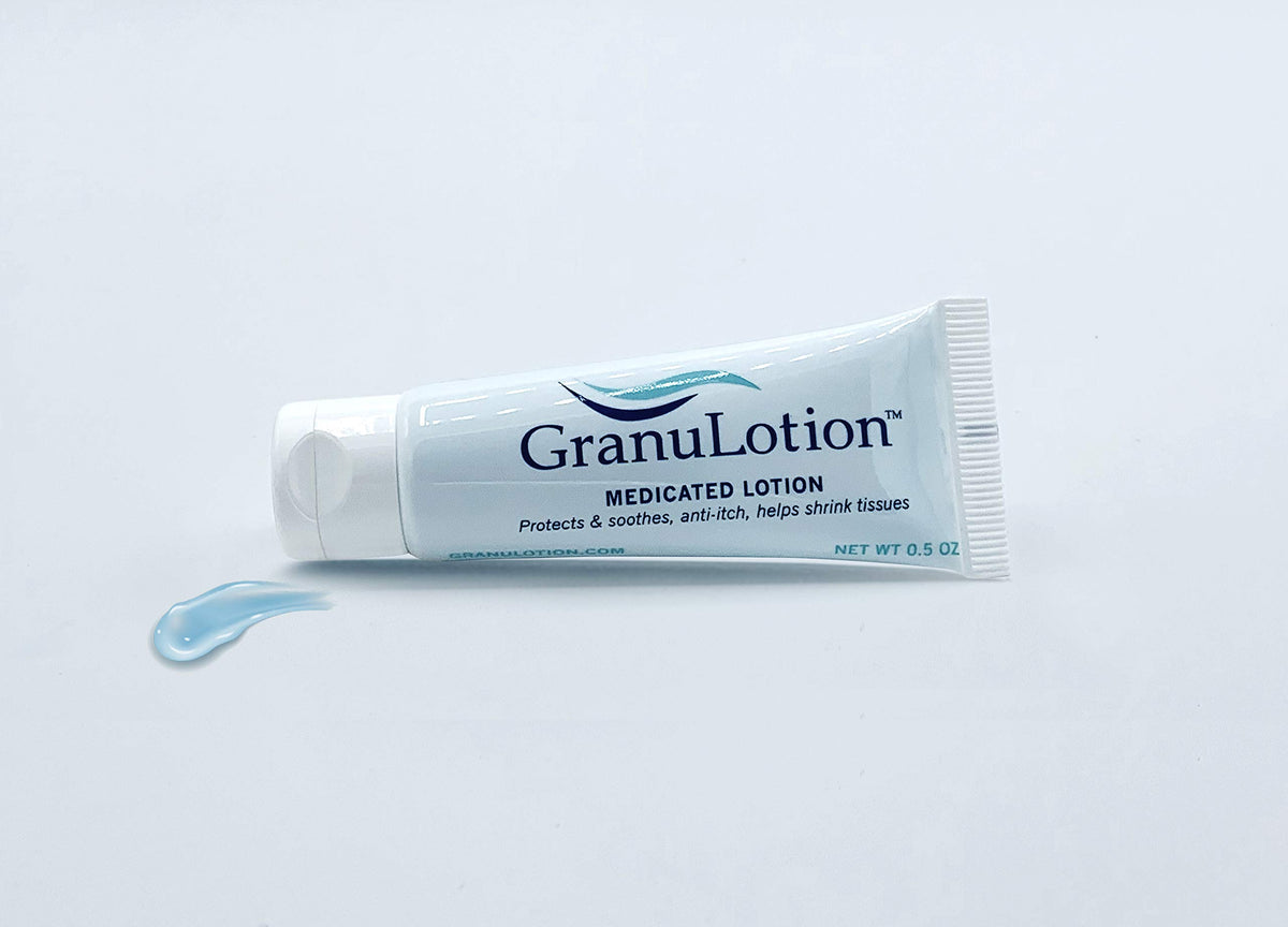 GranuLotion tube inside a travel bag showing convenience for on-the-go use benefit